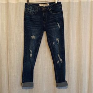 Ashley Mason Ripped Ankle Cut Skinny Jeans